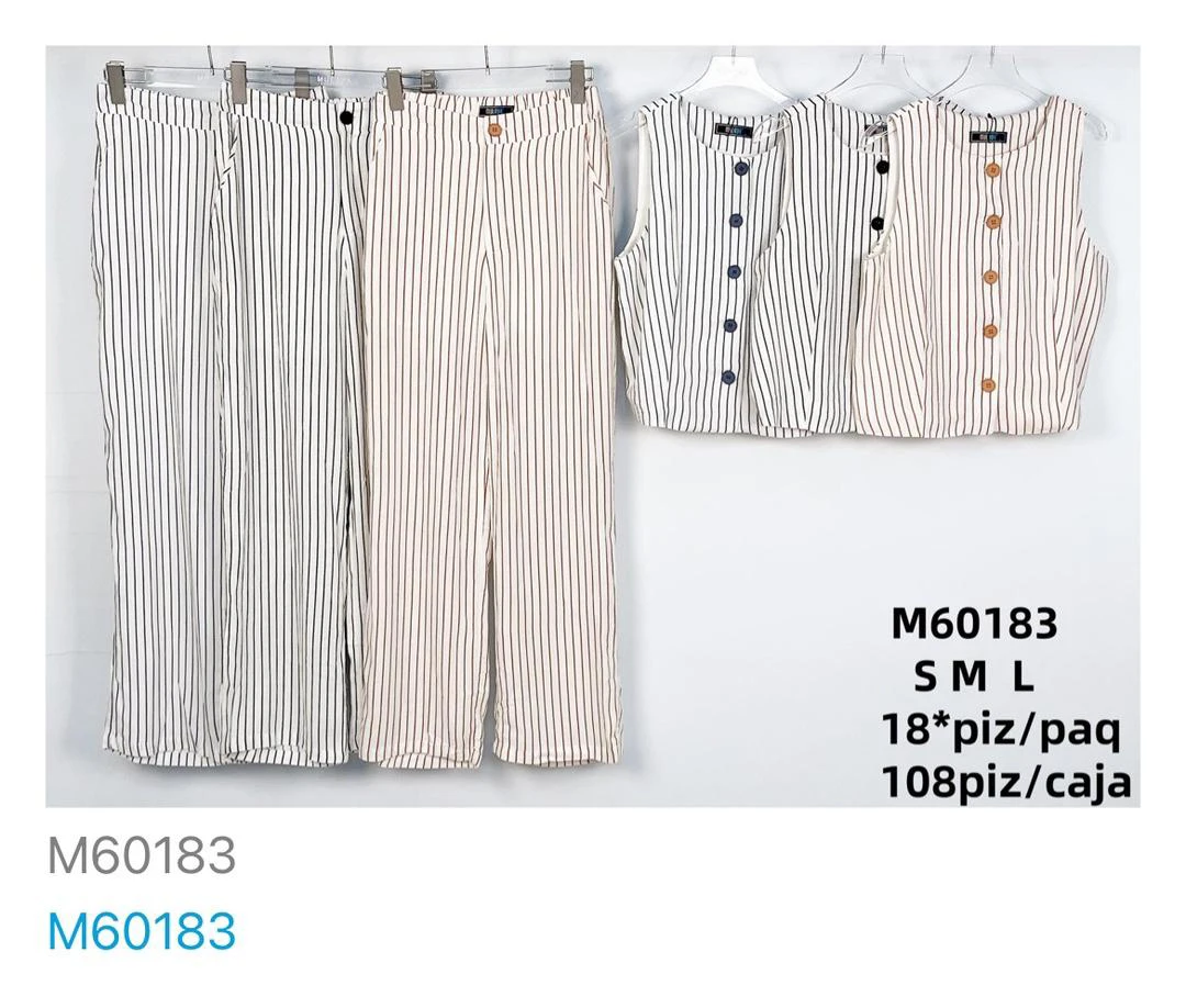 Conjunto a rayas con top y pantalón-M60183