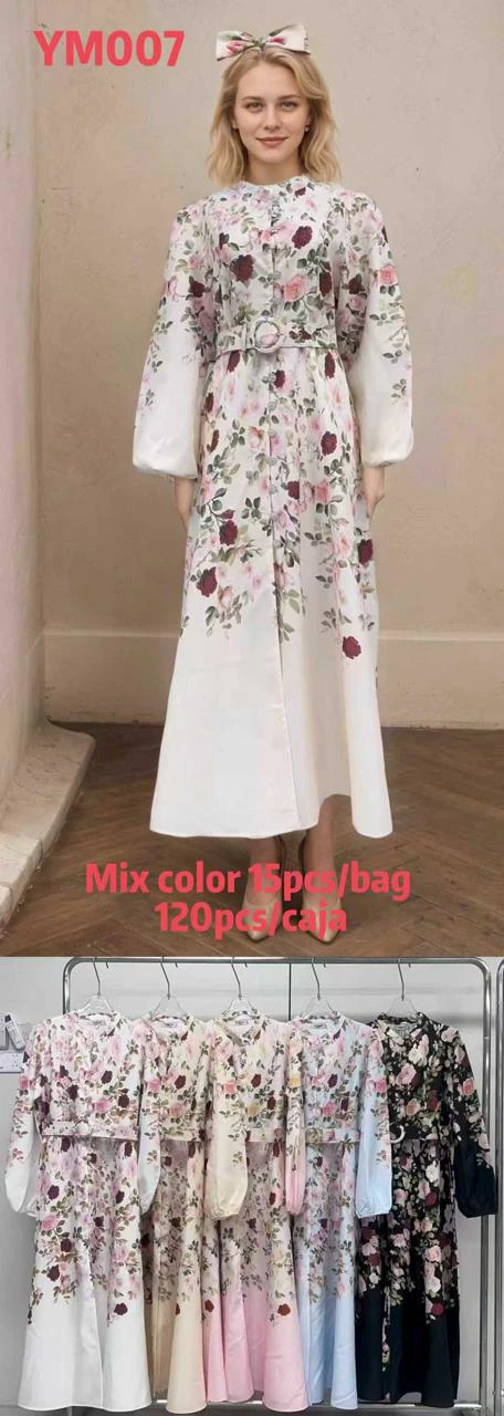 Vestido largo floral para mujer-YM007