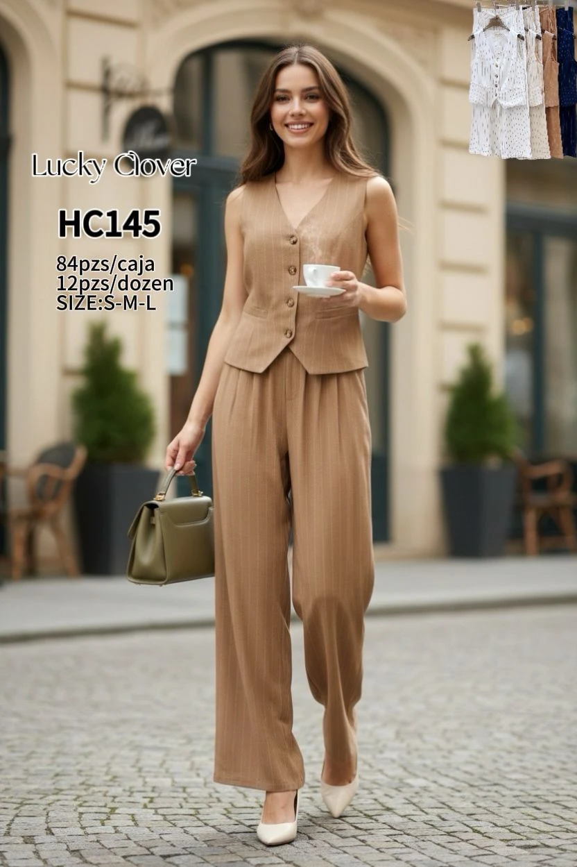 Conjunto de chaleco y pantalón de raya diplomática-HC145