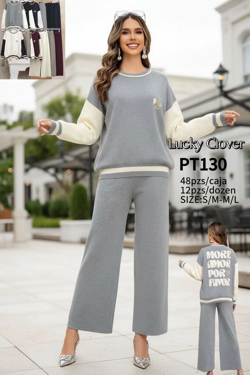 Conjunto casual de suéter y pantalón-PT130