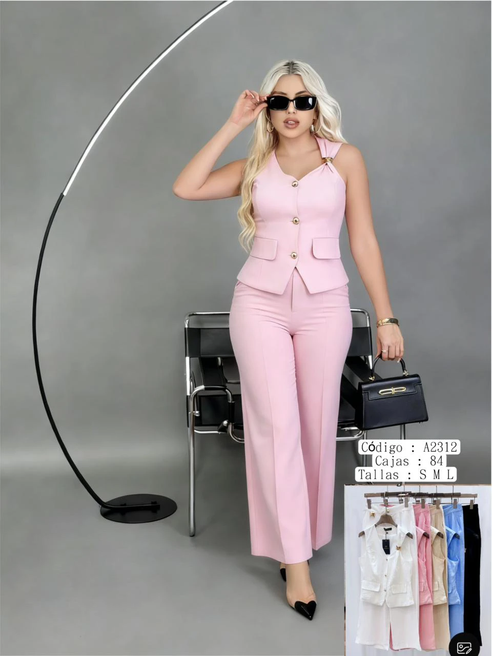Conjunto de top sin mangas y pantalón-A2312