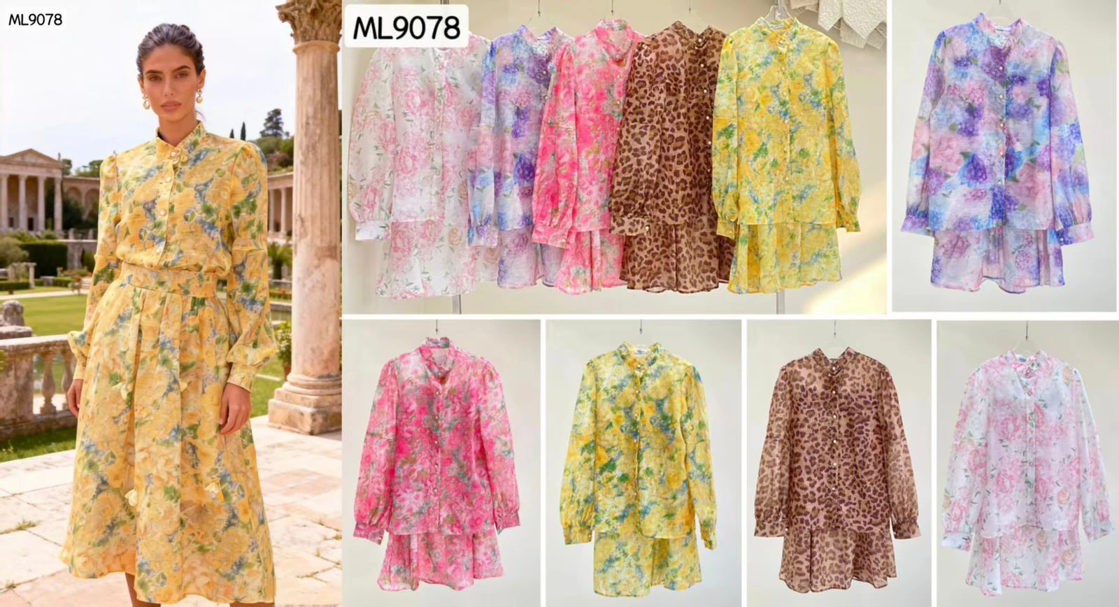Conjunto de Blusa y Falda/Short Estampado-ML9078