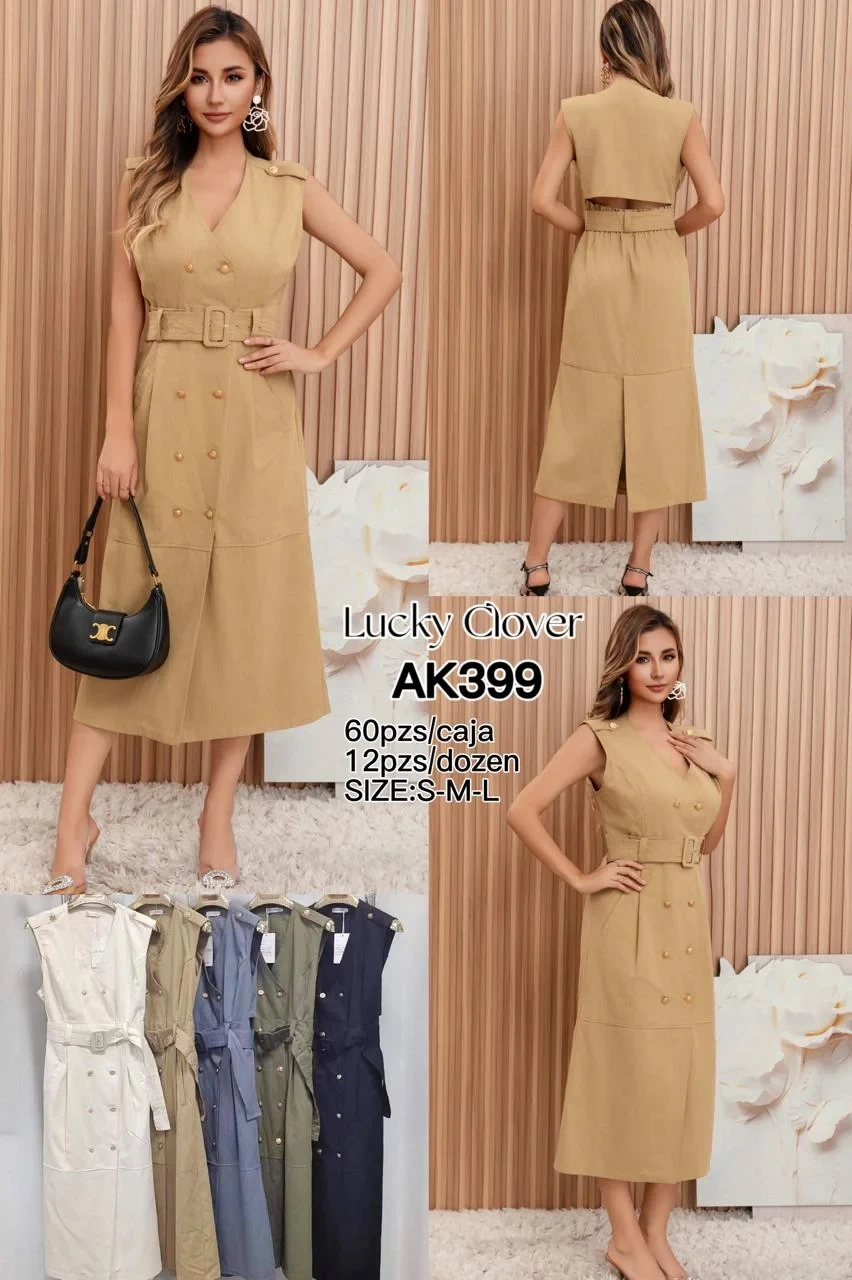 Vestido tipo gabardina con cinturón-AK399