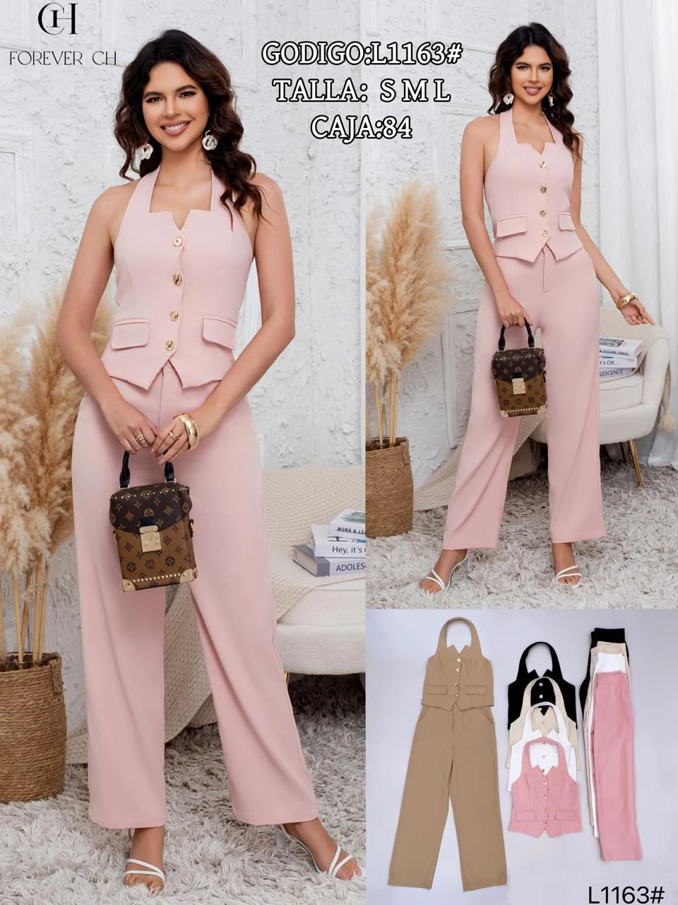 Conjunto chaleco y pantalón mujer-L1163