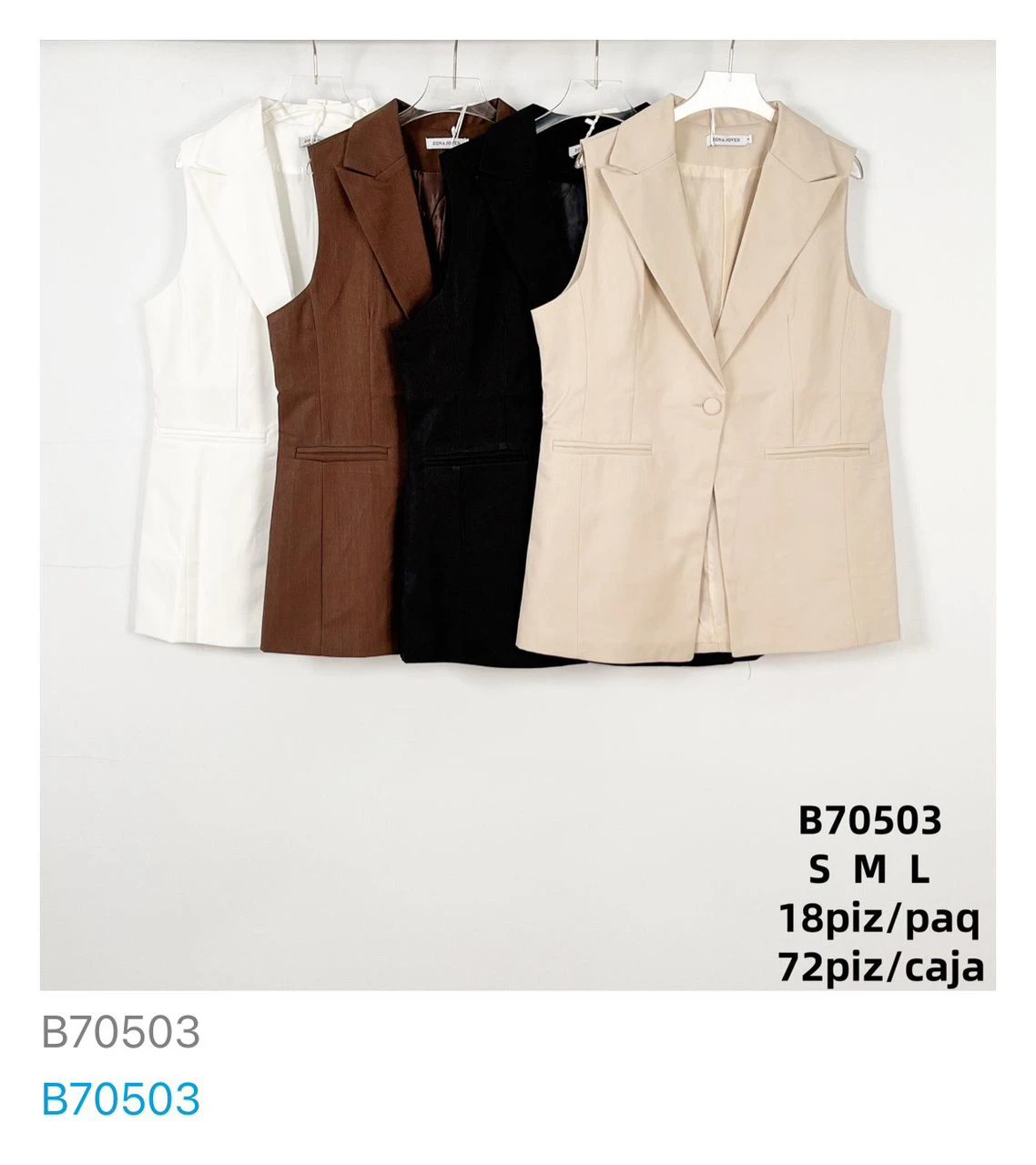 Chaleco tipo blazer sin mangas-B70503
