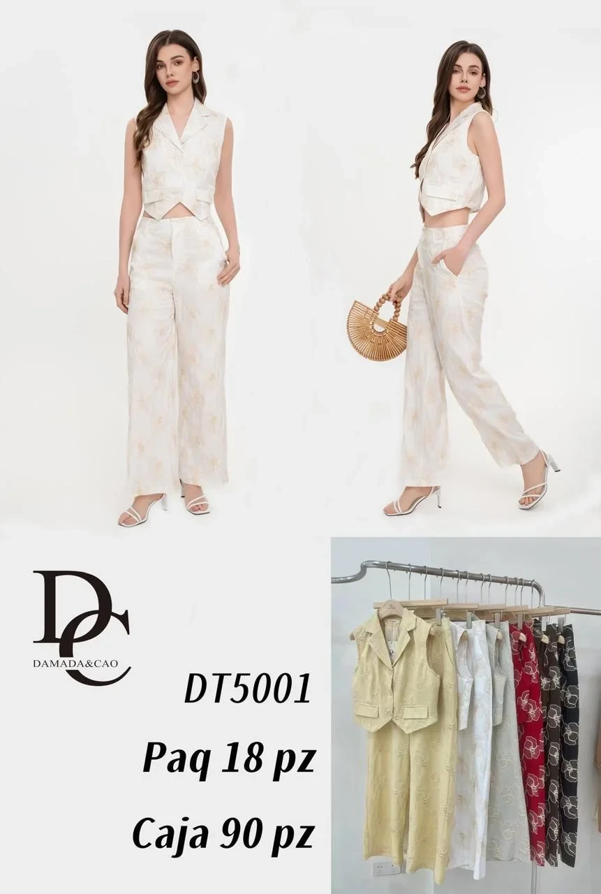 Conjunto Chaleco y Pantalón Estampado-DT5001