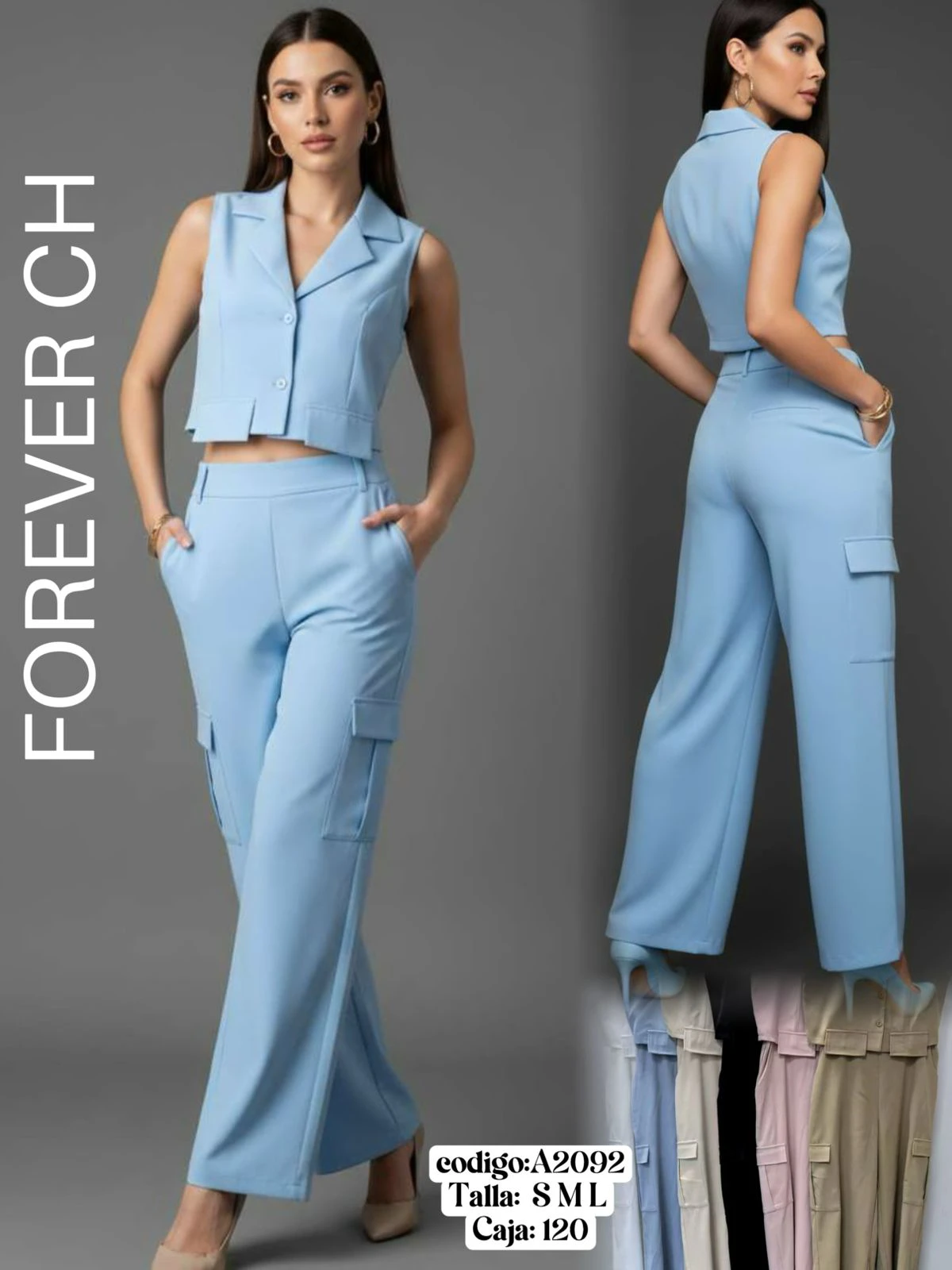 Conjunto chaleco y pantalón cargo-A2092