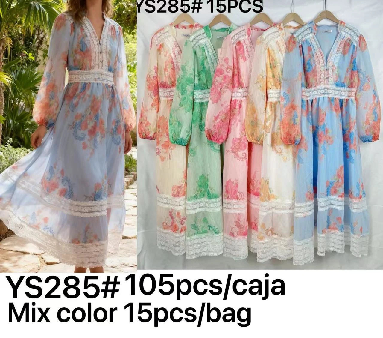 Vestido maxi con estampado floral-YS285