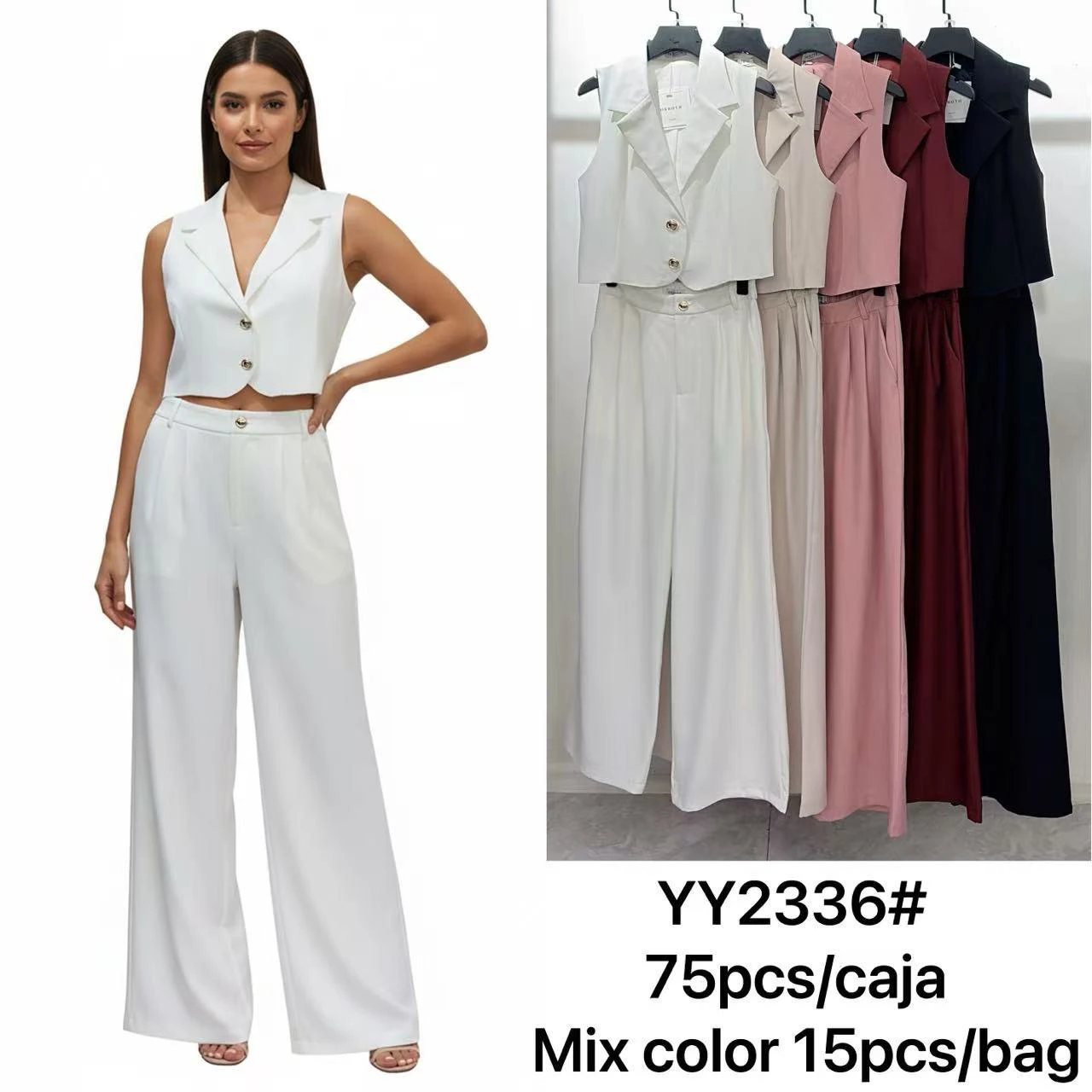 Conjunto de chaleco y pantalón de mujer-YY2336
