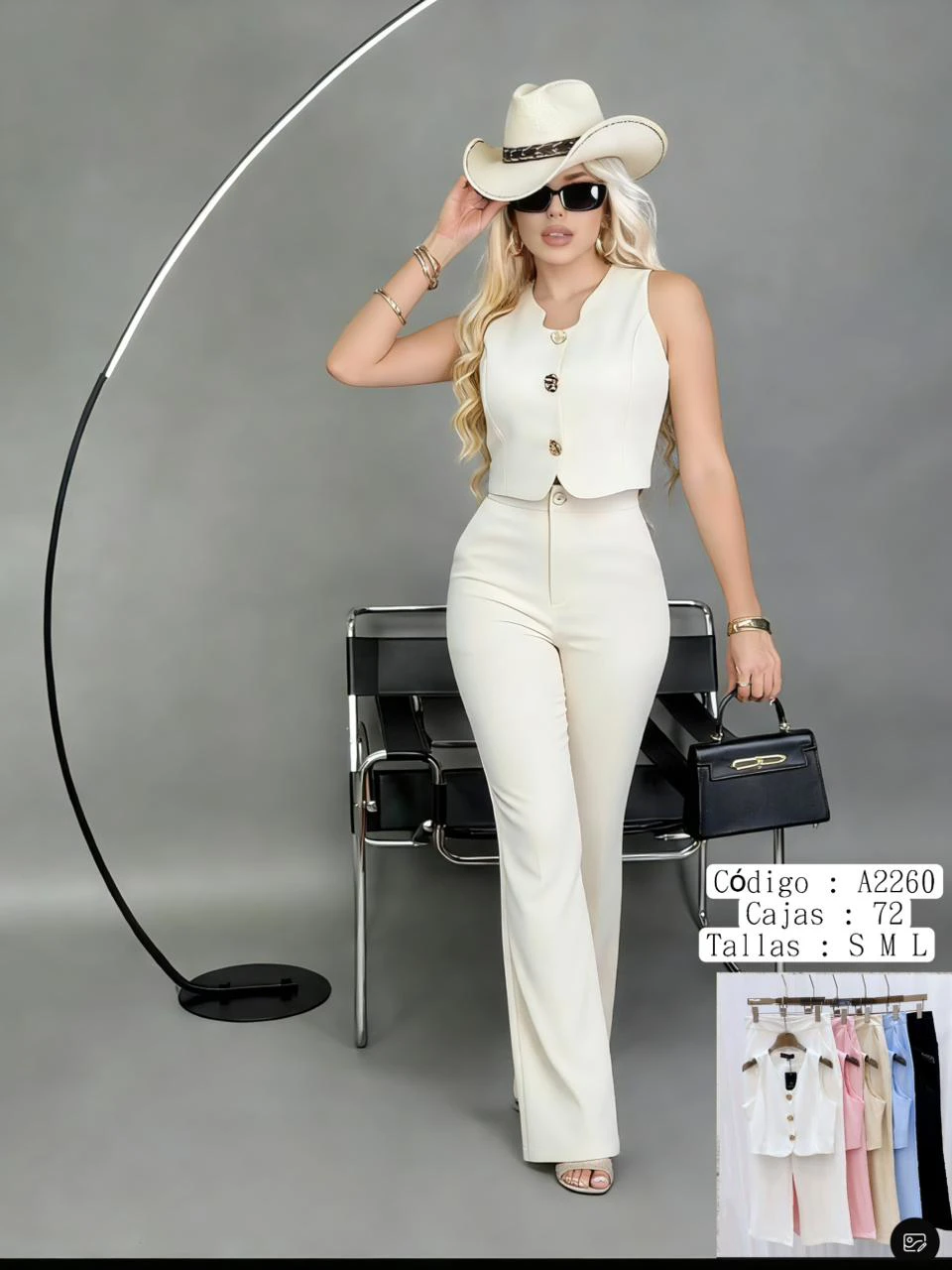 Conjunto de top chaleco y pantalón-A2260