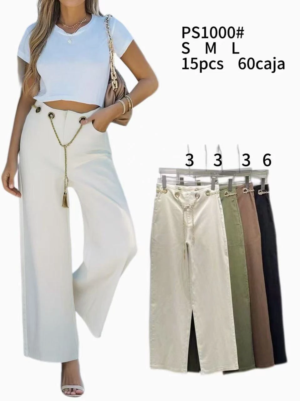 Pantalón palazzo con cadena-PS1000