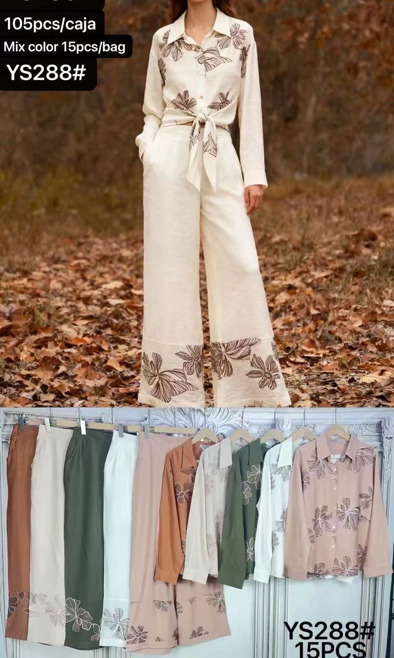 Conjunto de Camisa y Pantalón Ancho Estampado-YS288