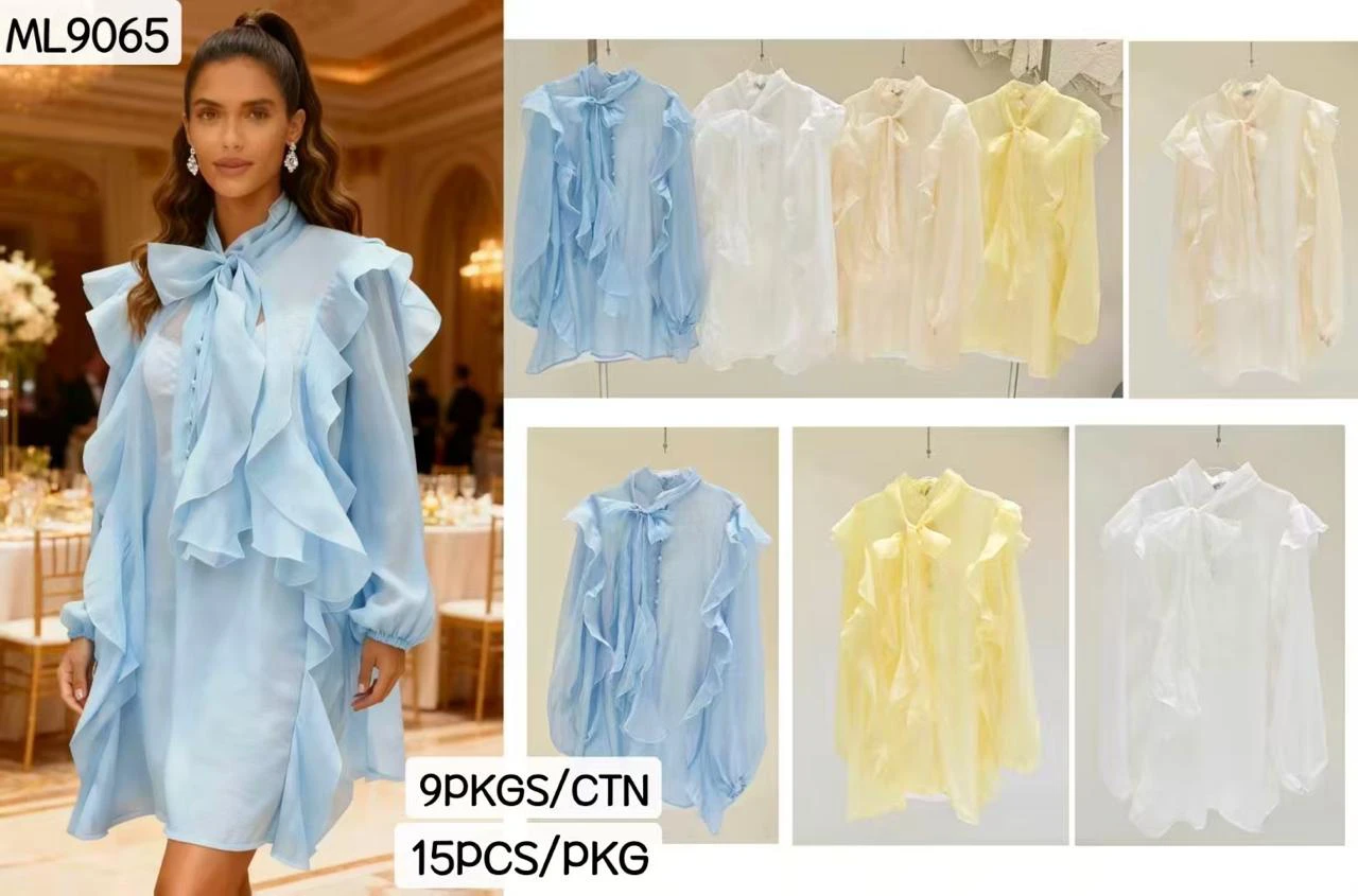 Vestido con volantes y lazo en el cuello-ML9065