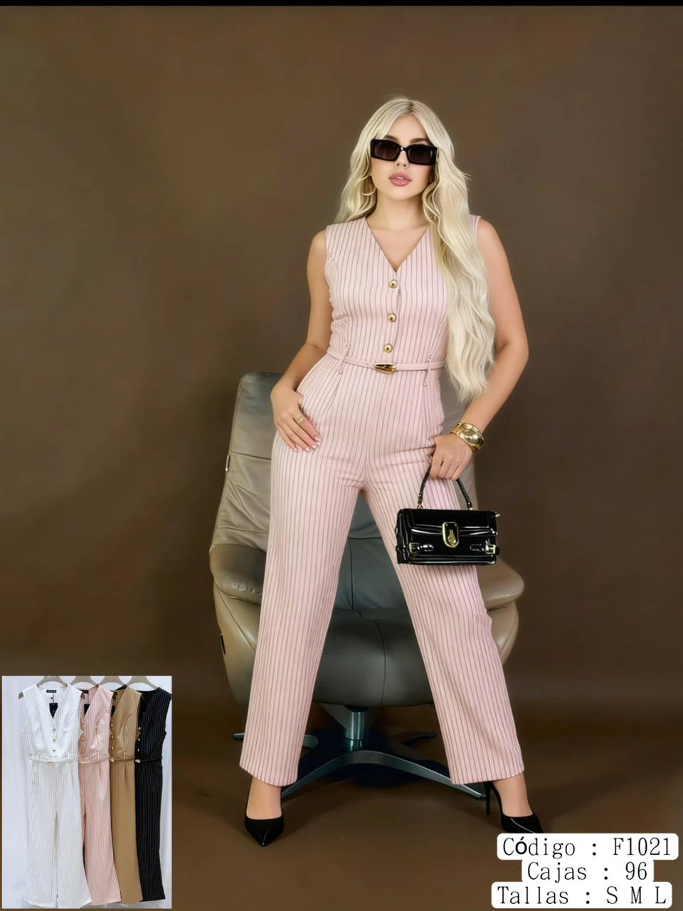 Conjunto de Pantalón y Top a Rayas-F1021