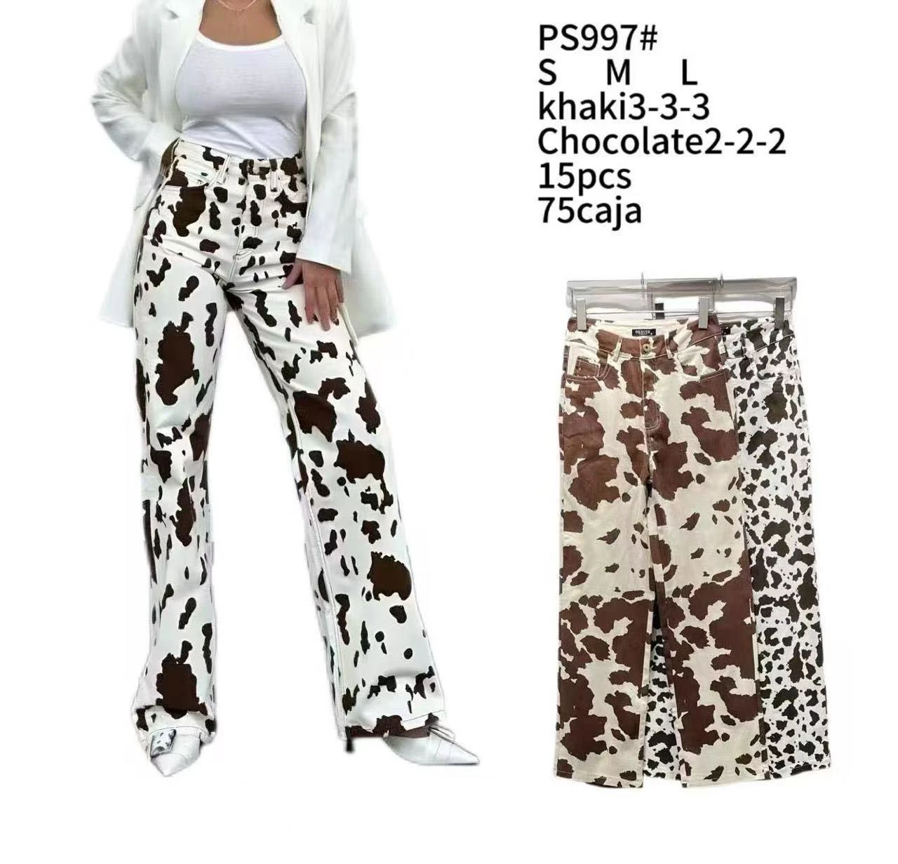 Jeans corte mom estampado vaca-PS997