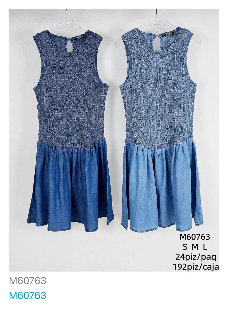 Vestido de mezclilla sin mangas-M60763