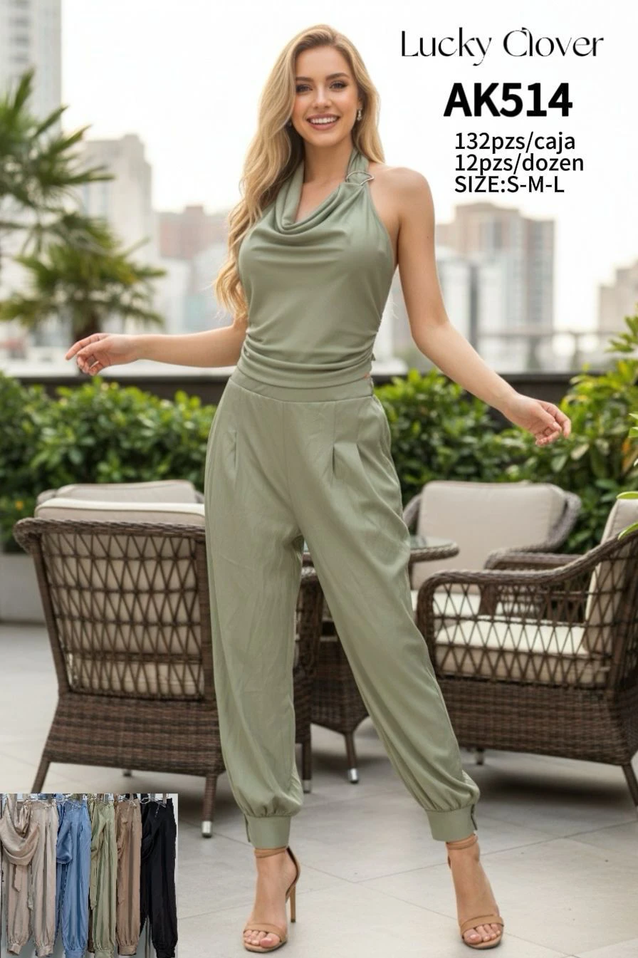 Conjunto con escote drapeado-AK514