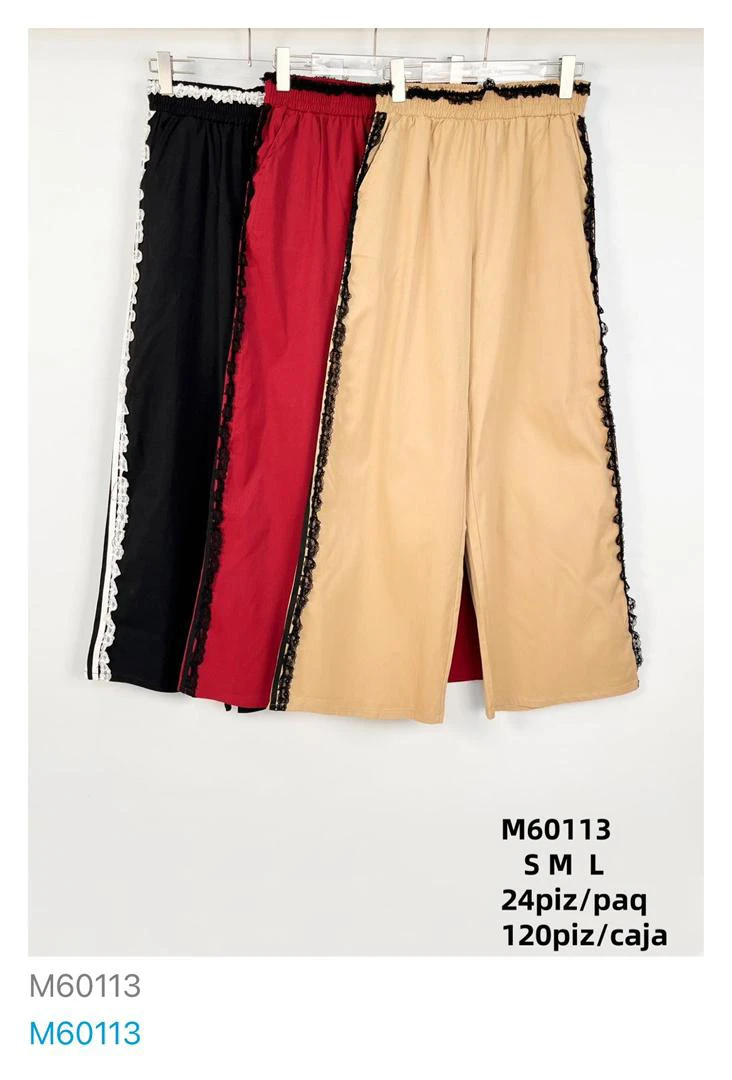 Pantalón Palazzo con Encaje-M60088