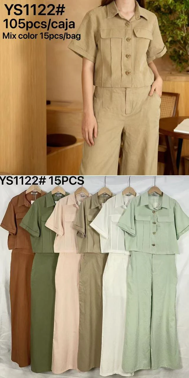 Conjunto de camisa crop y pantalón-YS1122