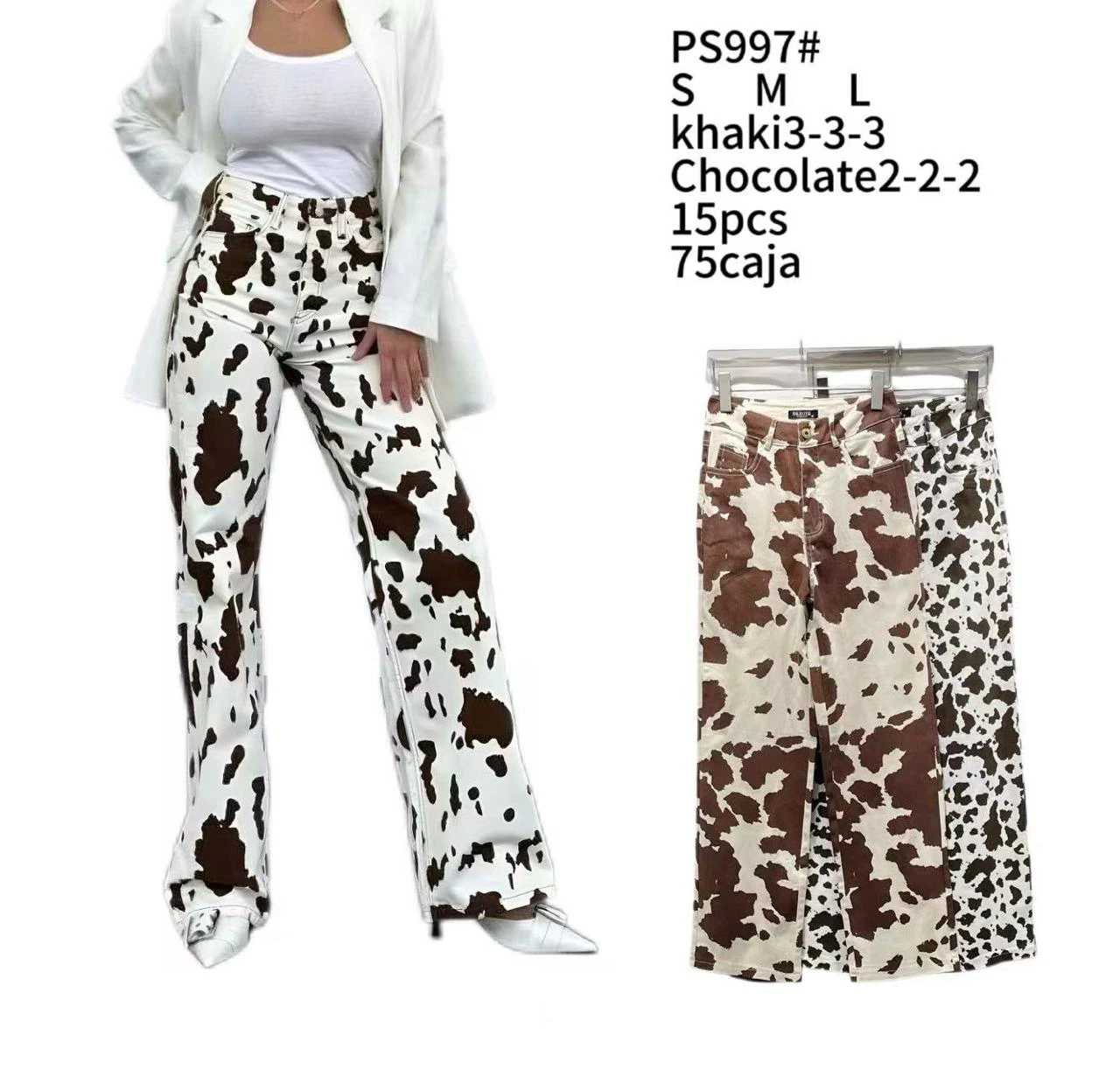 Jeans de mujer con estampado de vaca-PS997