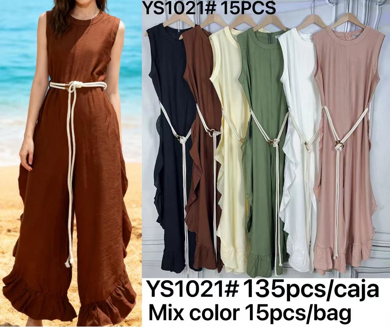 Jumpsuit con volados a los lados-YS1021