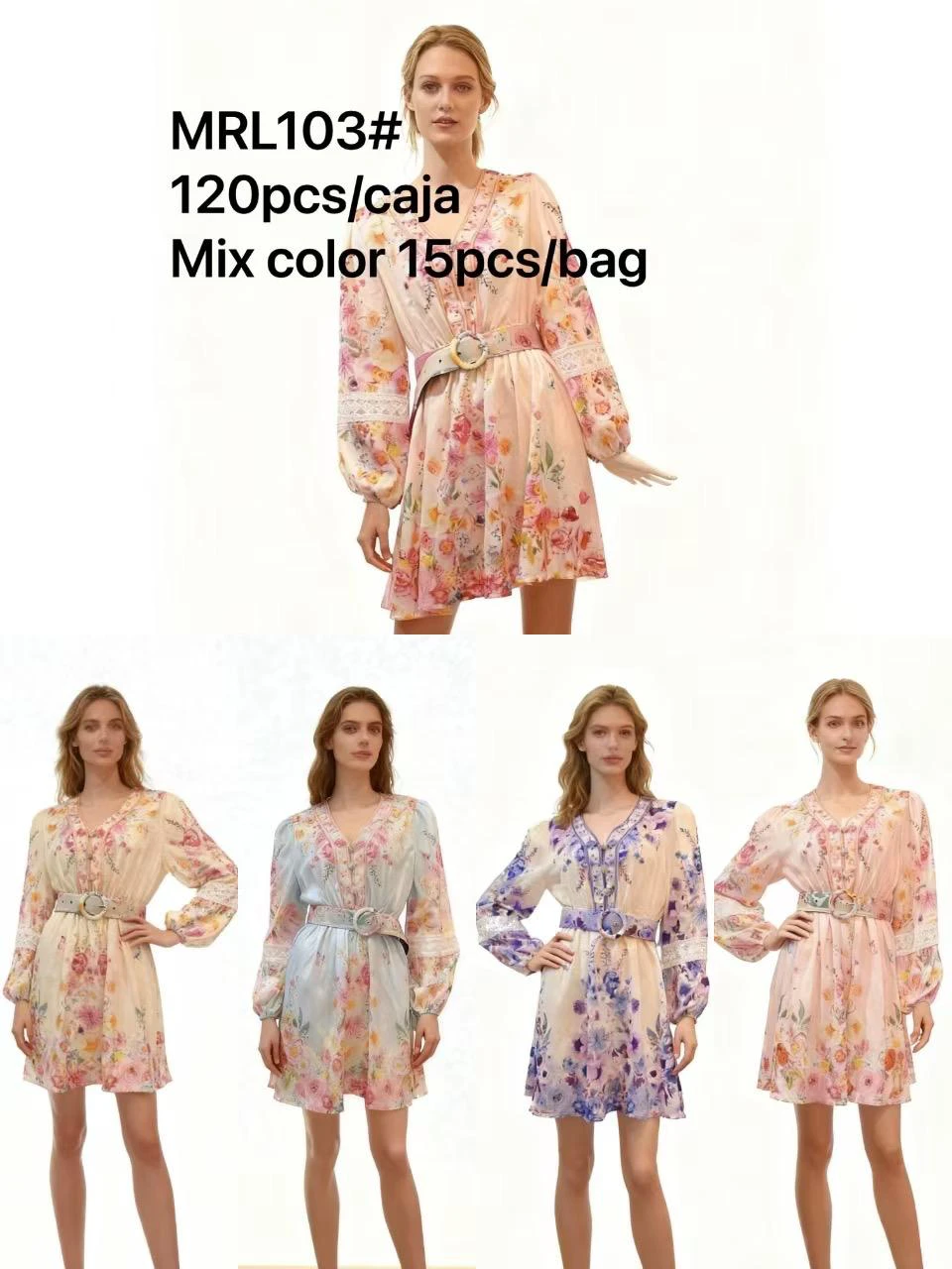 Vestido corto estampado de flores-MRL103