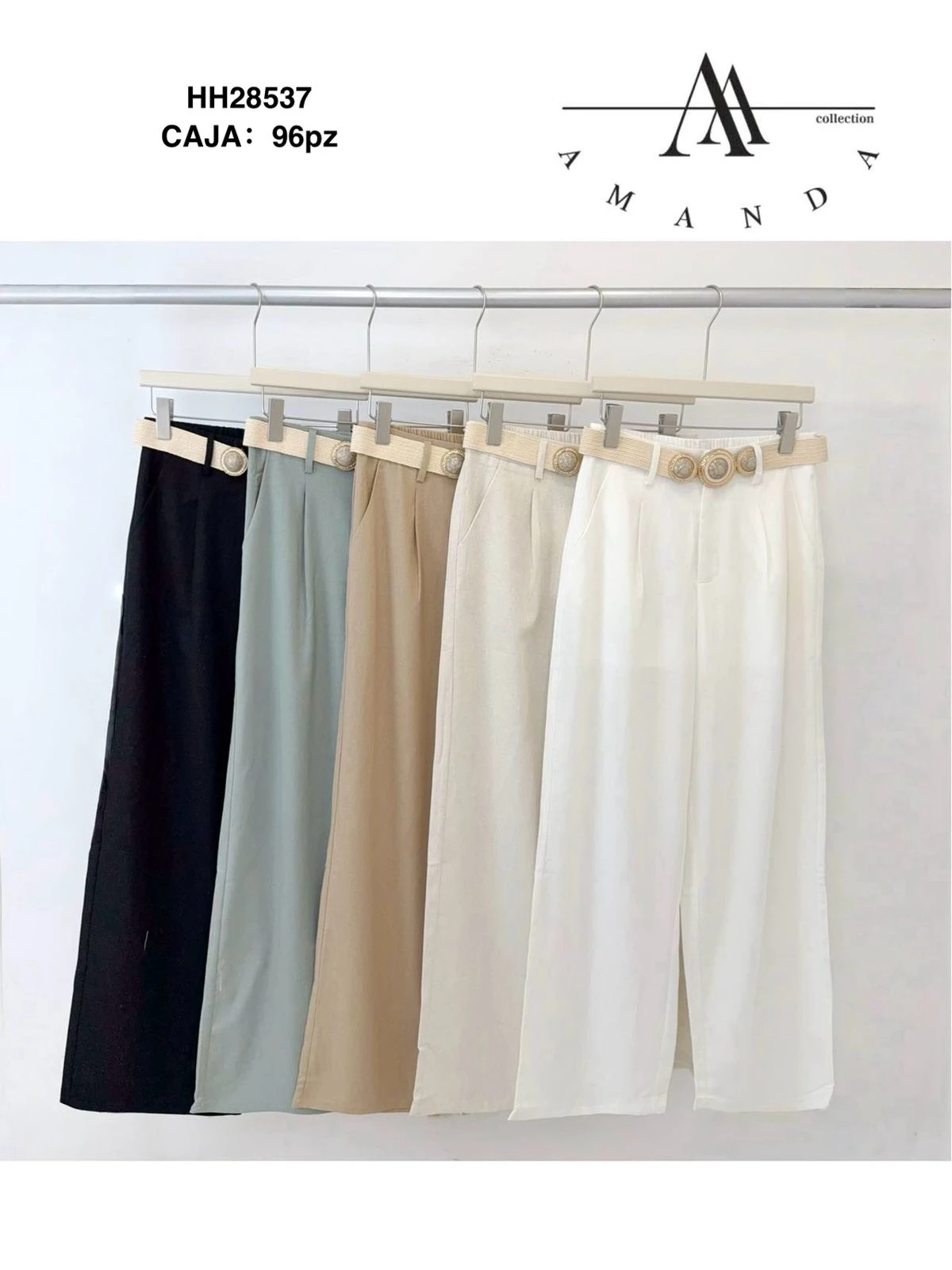 Pantalón holgado con cinturón-HH28537