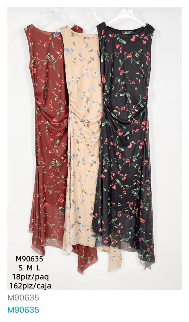 Vestido largo de tirantes estampado floral-M90635