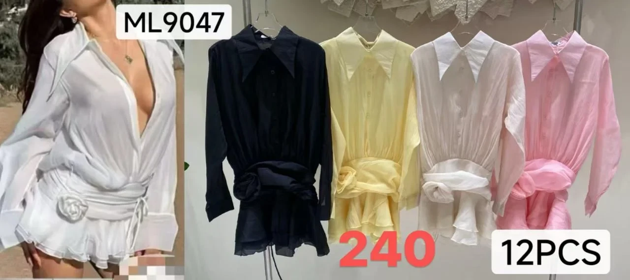 Blusa Camisera con Cinturón Flor-ML9047