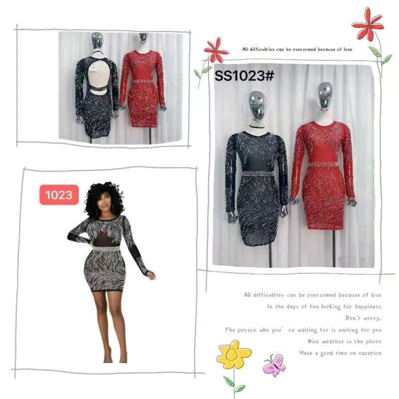 Vestido ajustado con pedrería-SS1023