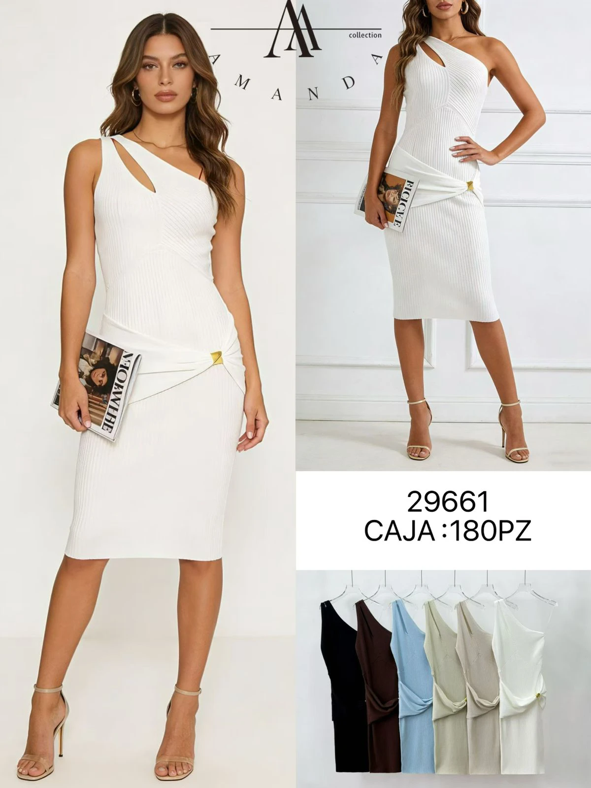 Vestido de un hombro con detalle anudado-29661