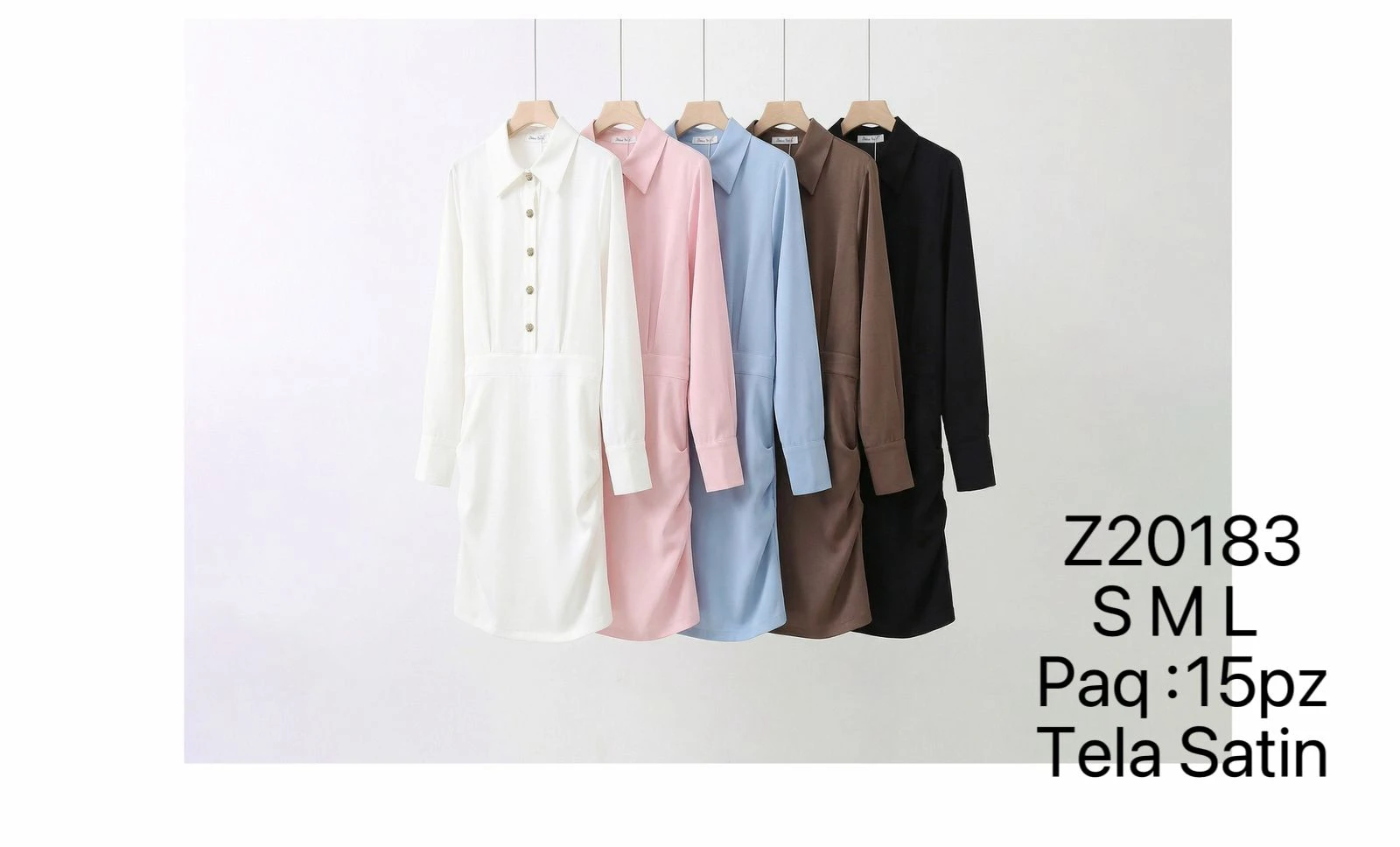 Vestido camisero de manga larga-Z20183