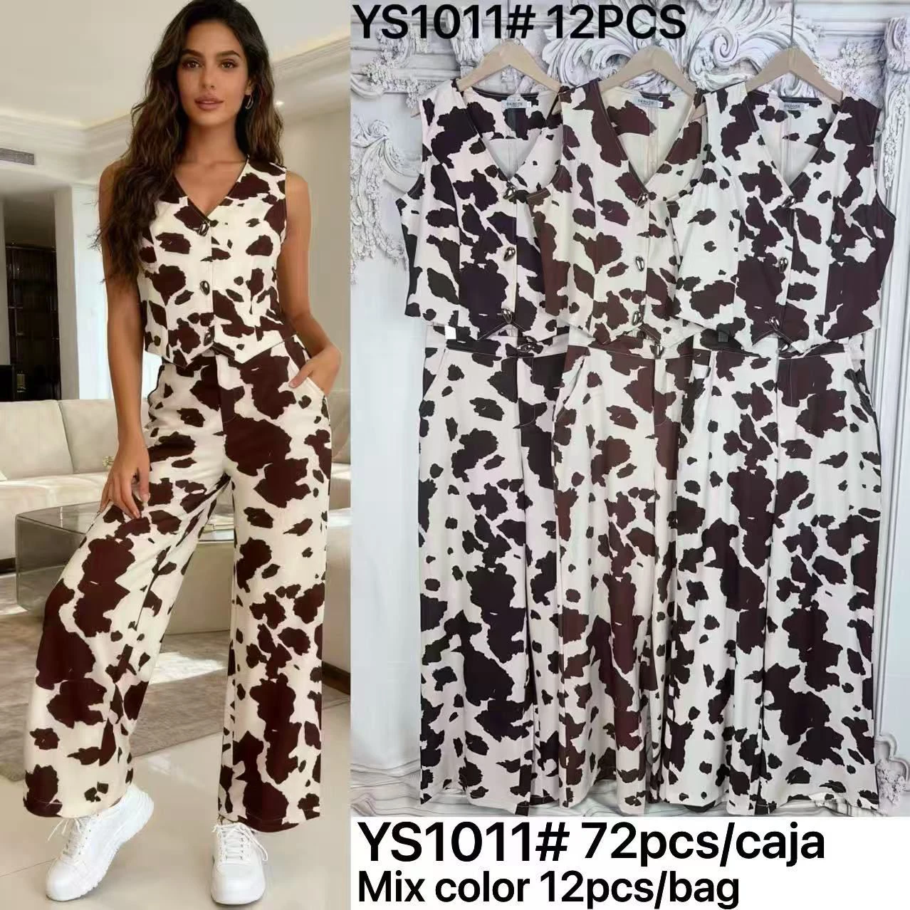 Conjunto de chaleco y pantalón de mujer-YS1011