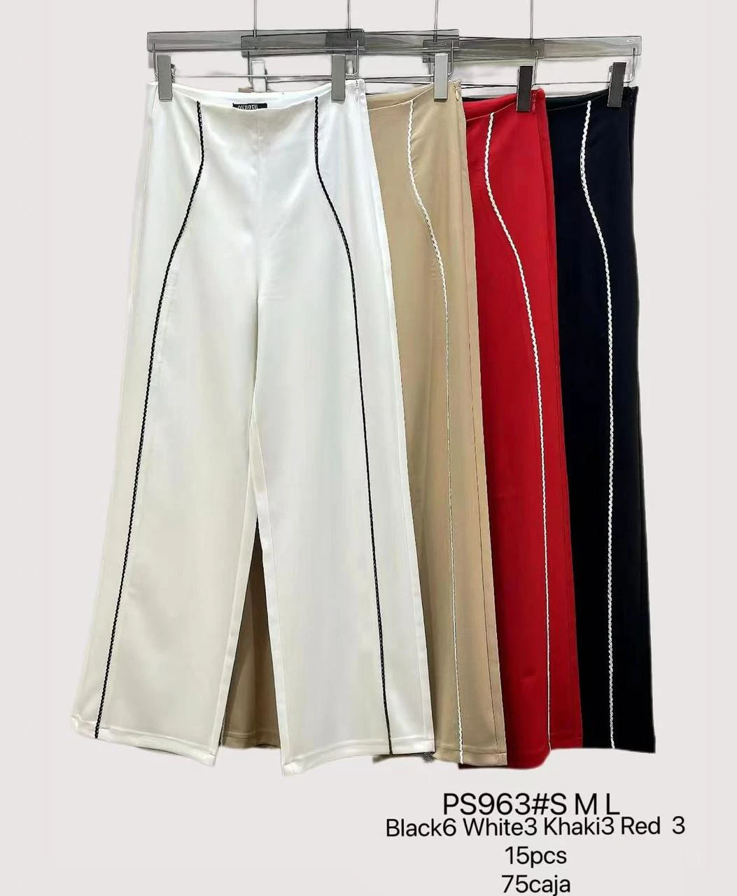 Pantalones de mujer con ribete decorativo-PS963
