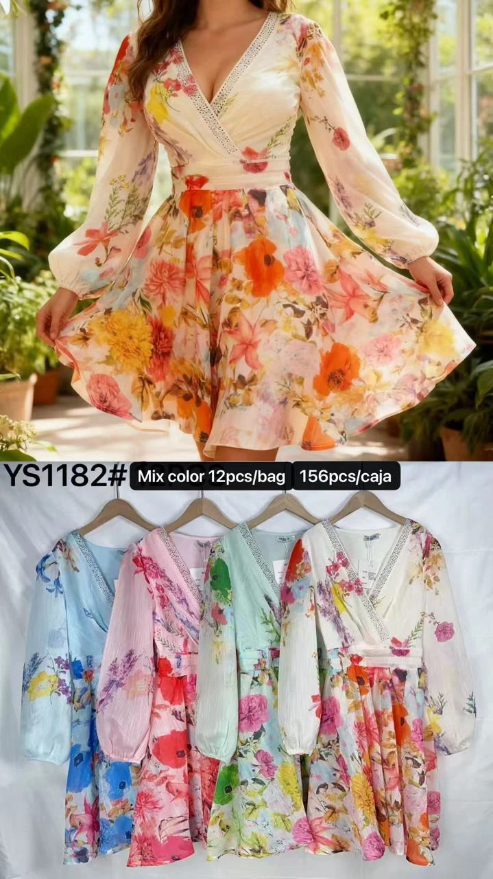Vestido corto con estampado floral-YS1182