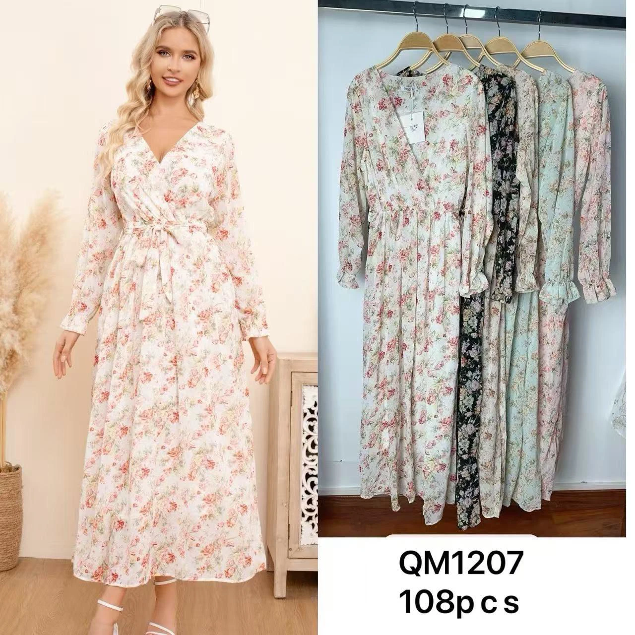 Vestido largo floral-QM1207