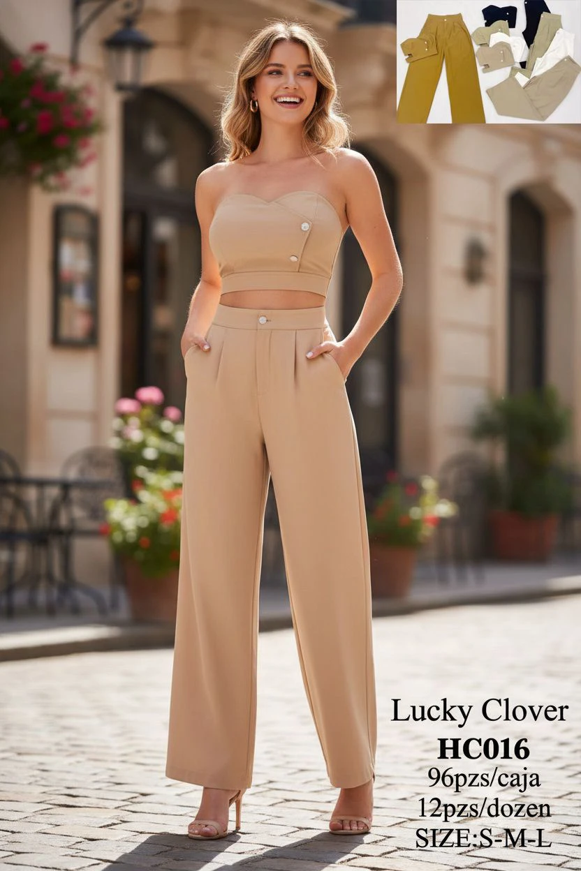 Conjunto de Top Strapless y Pantalón Ancho-HC016