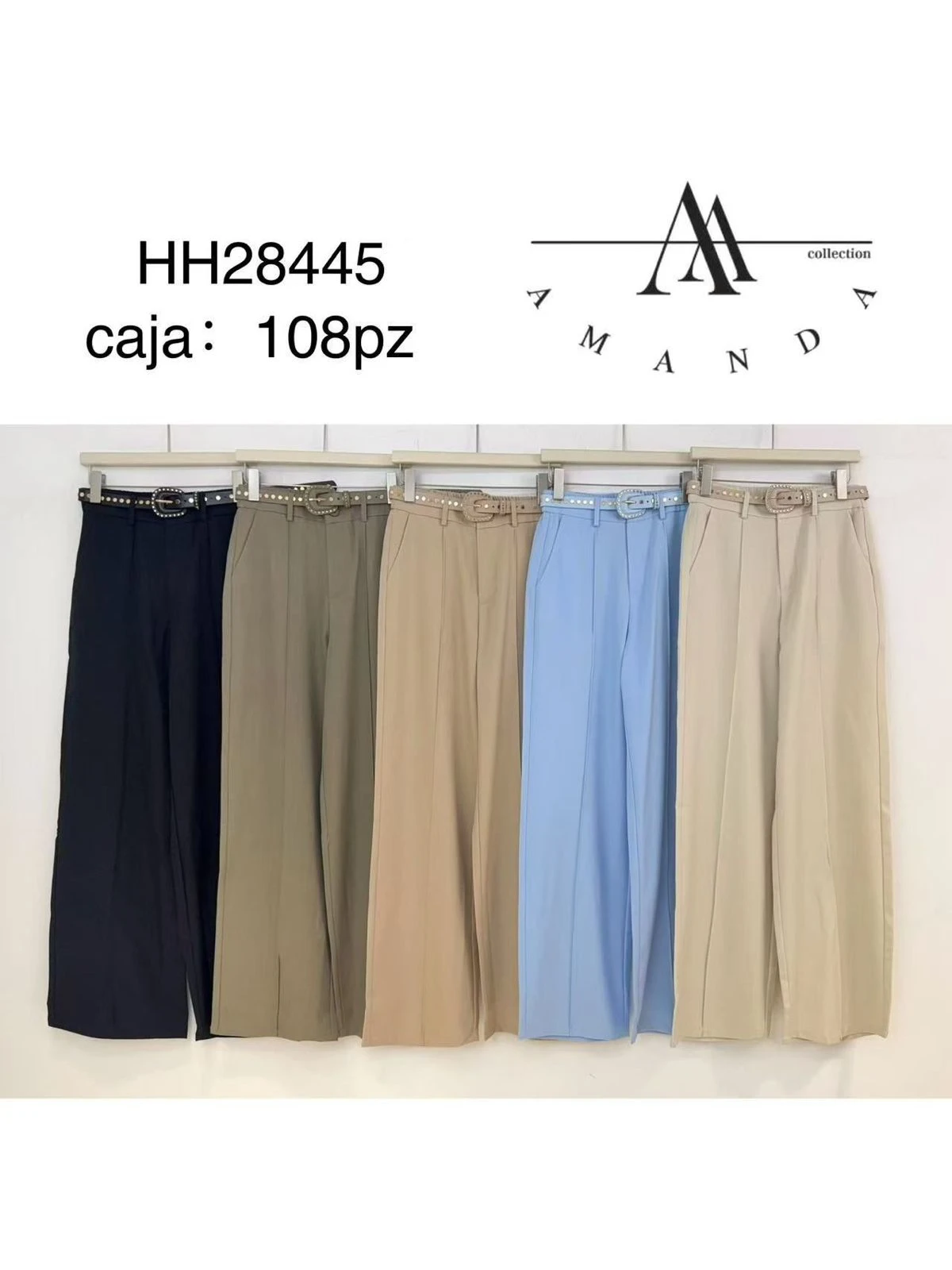 Pantalones Anchos con Cinturón-HH28445