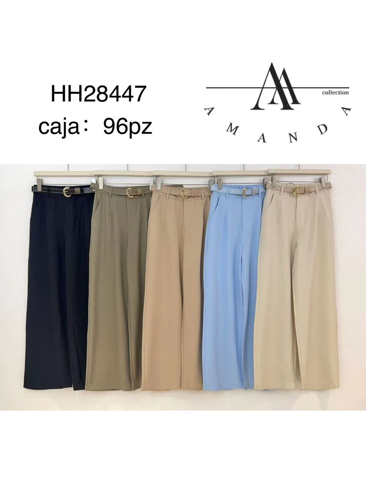 Pantalones Palazzo con cinturón-HH28447