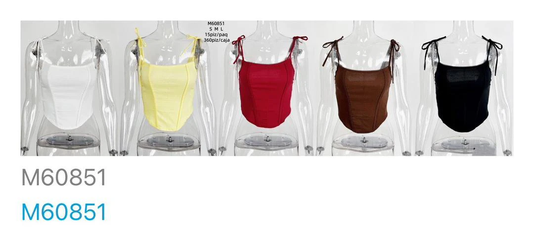 Top estilo corsé con tirantes anudados-M60851
