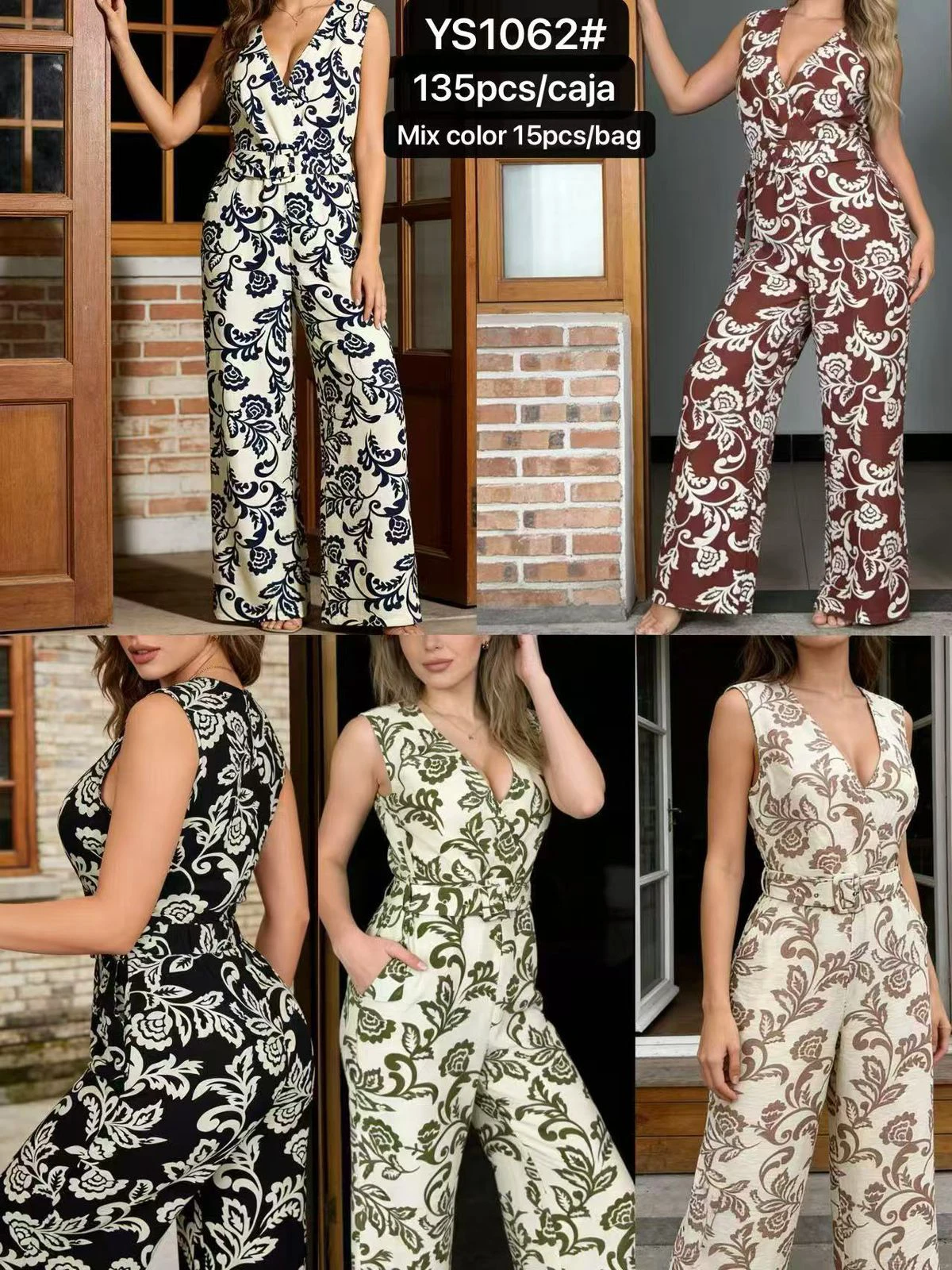 Jumpsuit de mujer estampado sin mangas-YS1062