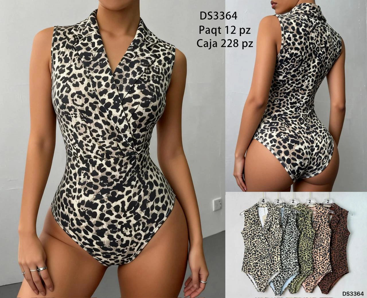 Body de Mujer Estampado Animal Print y Escote Cruzado-DS3364