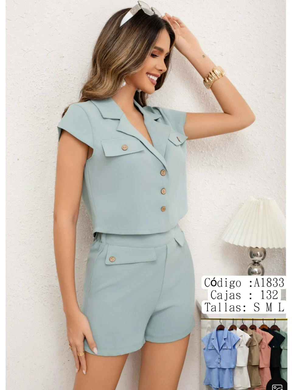 Conjunto de camisa sin mangas y shorts-A1833
