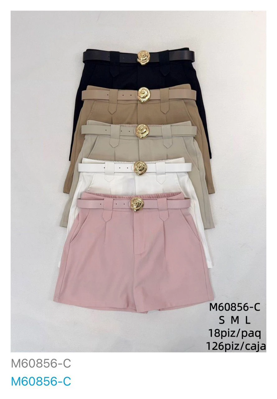Shorts de vestir con cinturón-M60856-C