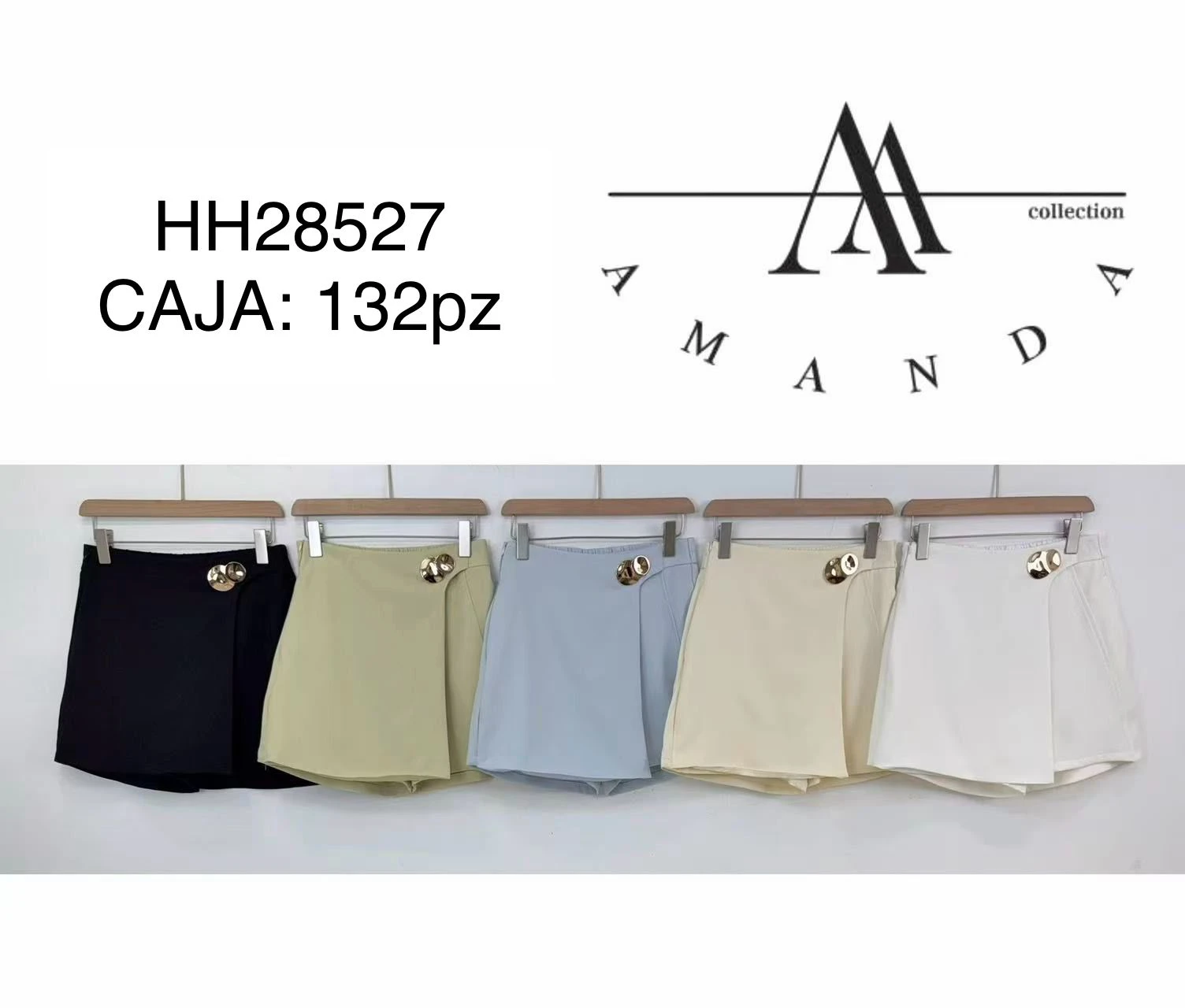 Falda short cruzado con botón decorativo-HH28527