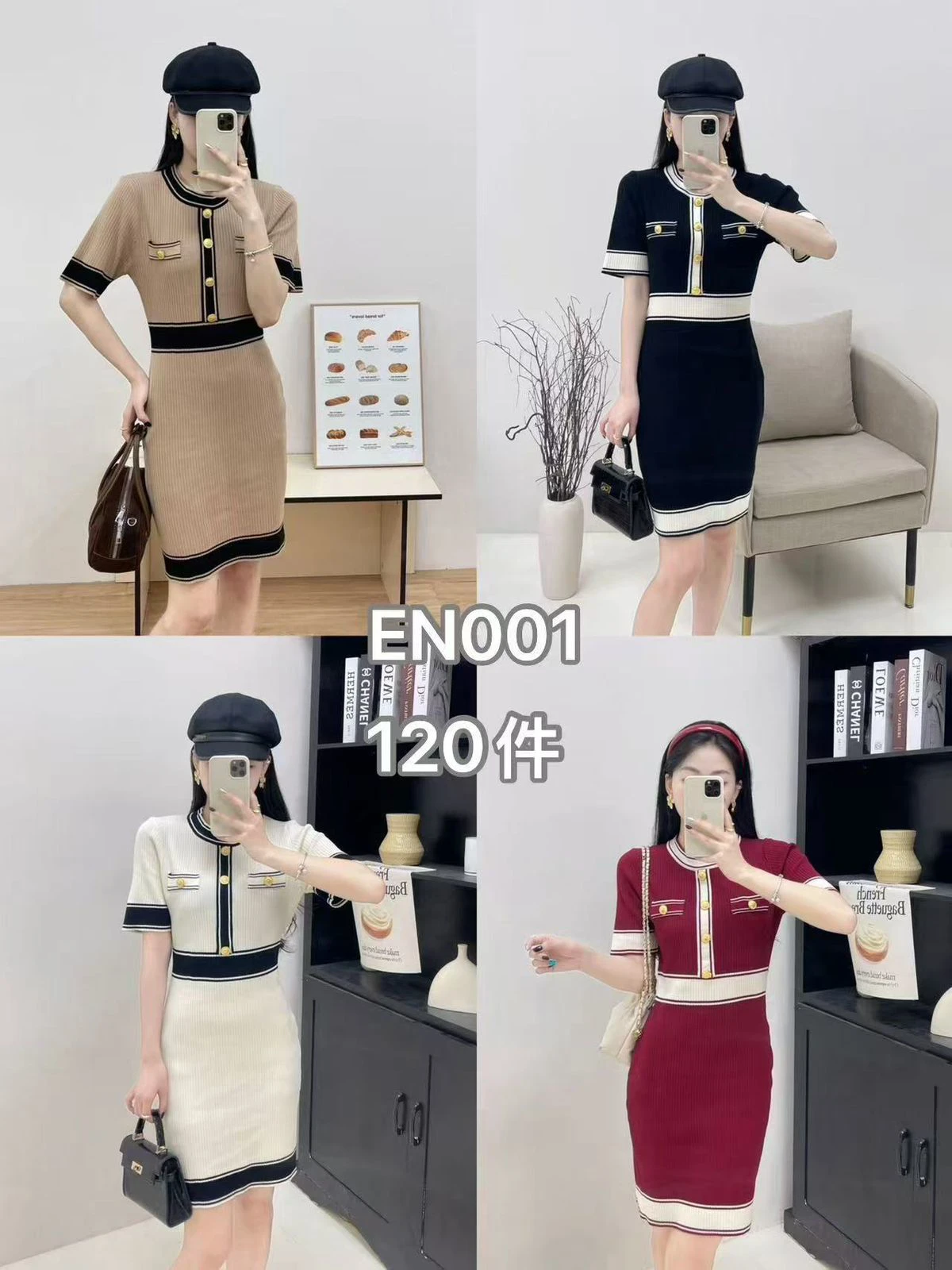 Vestido de punto con botones-EN001