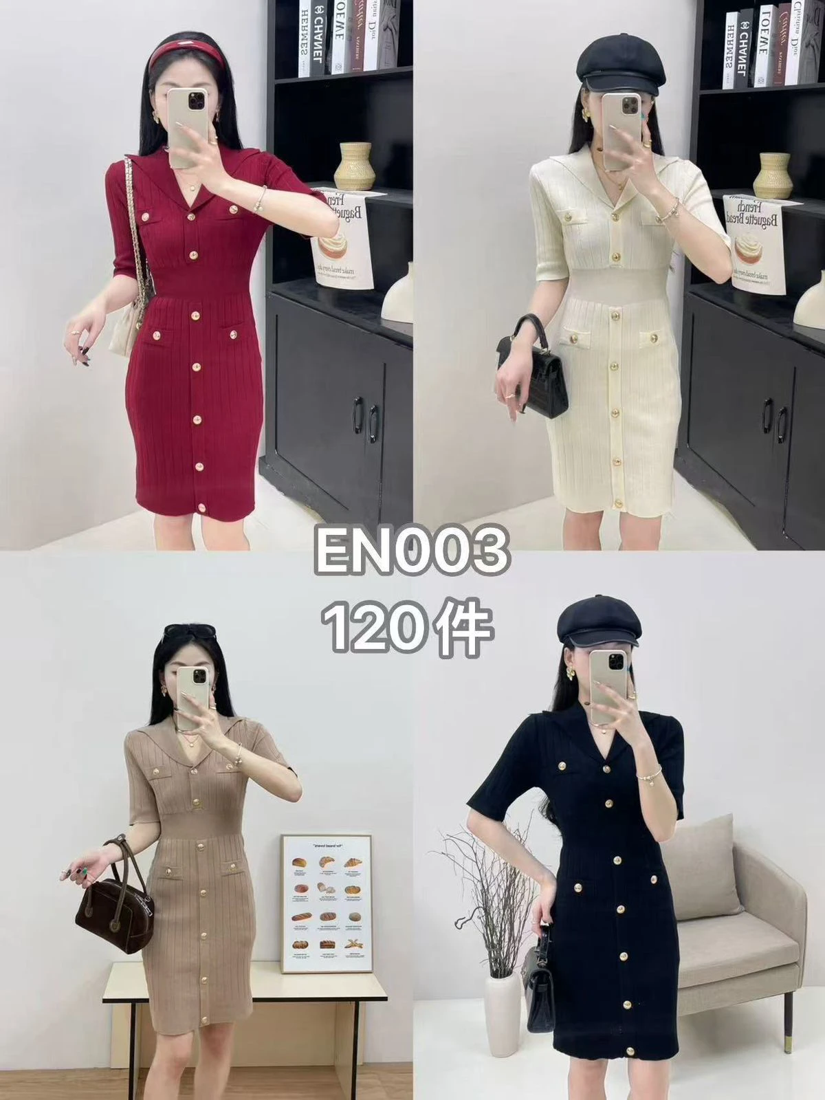 Vestido de punto con botones-EN003