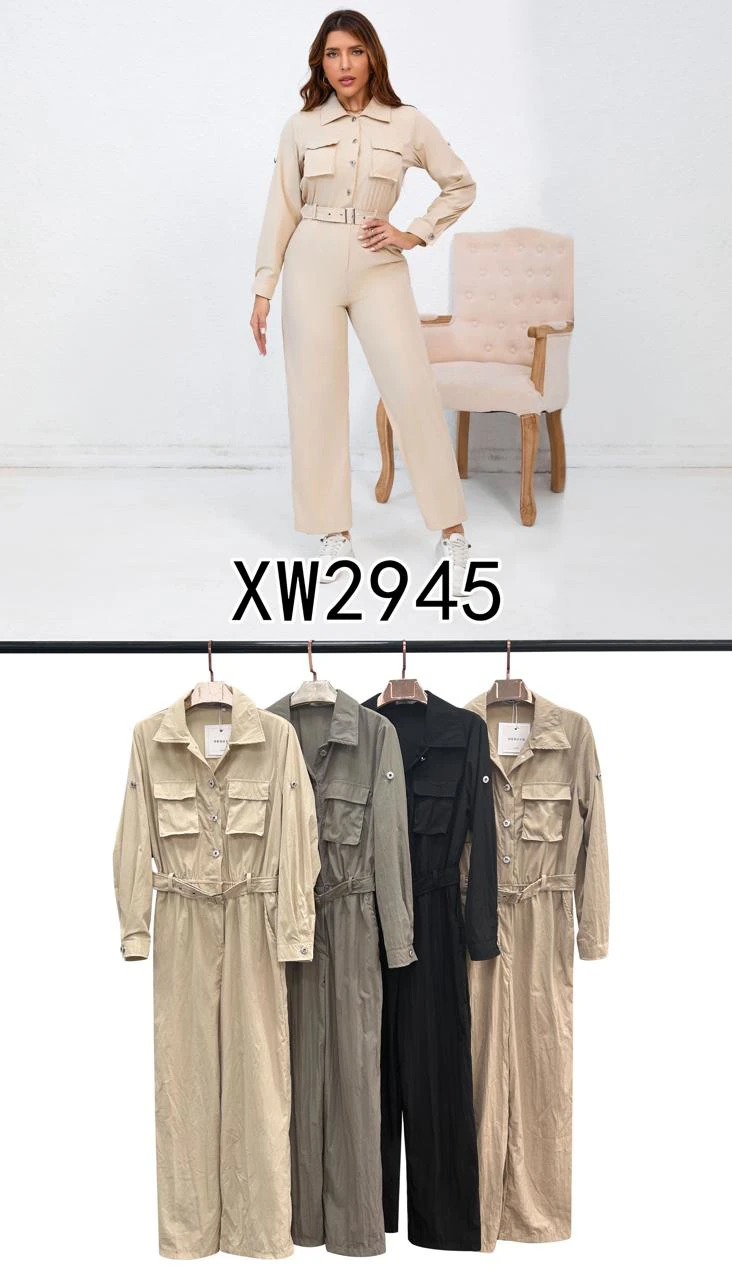Jumpsuit tipo safari con cinturón-XW2945