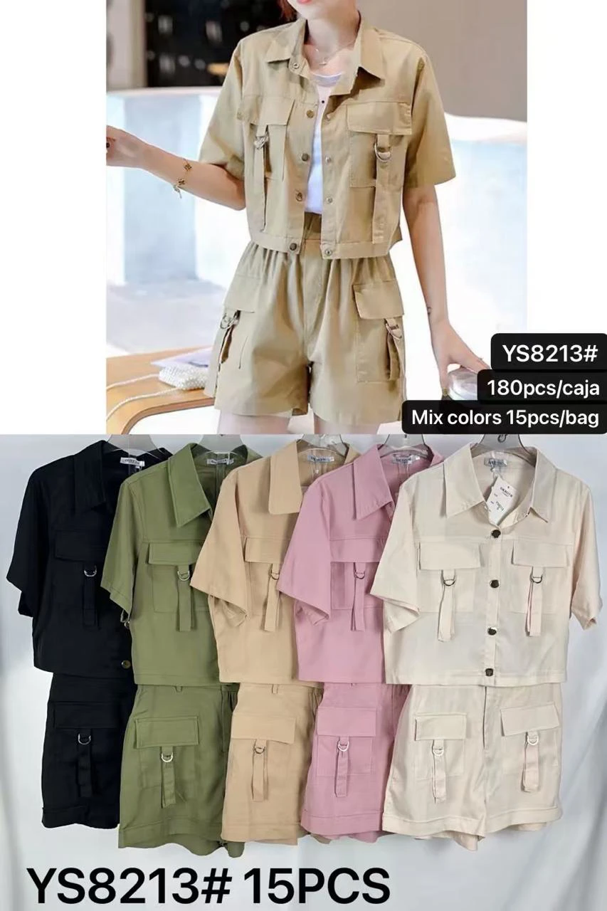 Conjunto de camisa y short estilo cargo-YS8213