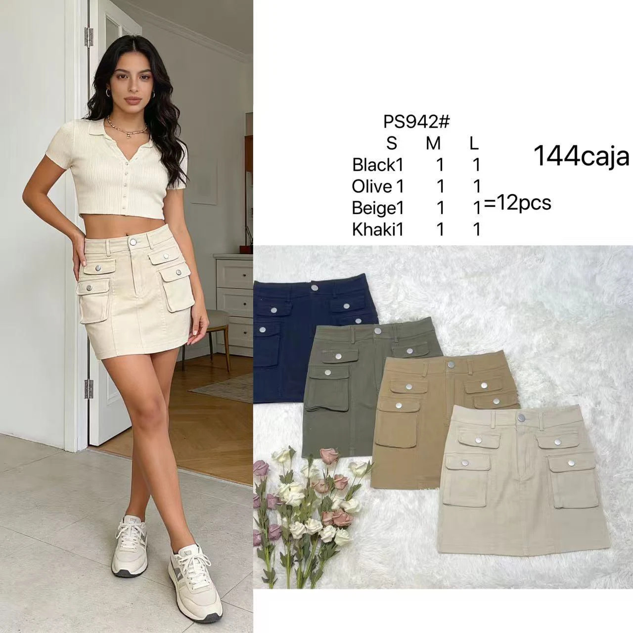 Falda cargo para mujer-PS942